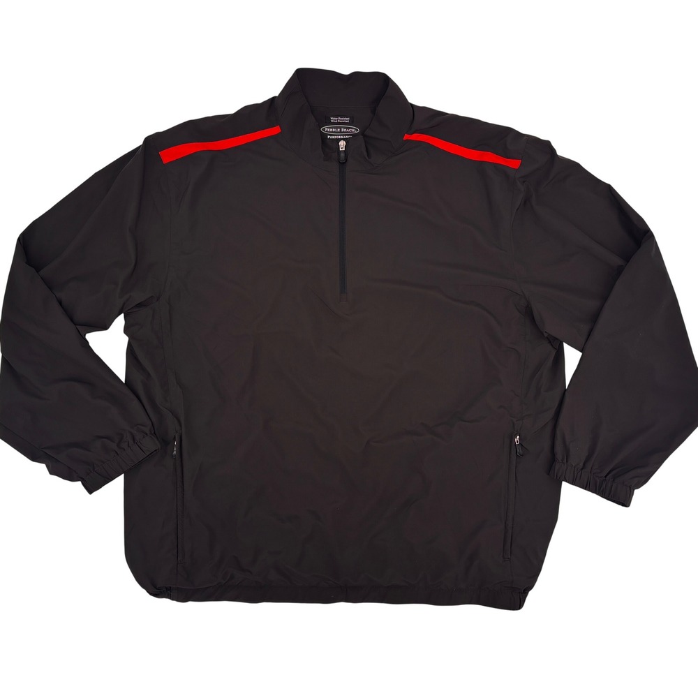 Pebble Beach Men's Golf Windshirt 1/4 Zip Pullover‎ Large Water Resistant Black